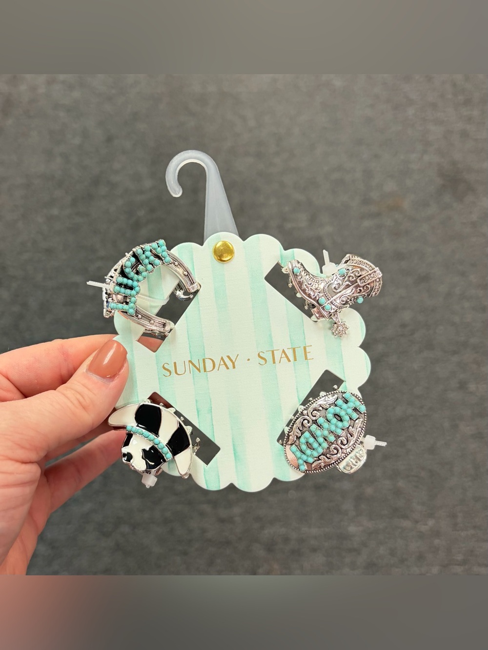 Sunday State Western Hair Clip Set- Turquoise & Silver (Small)